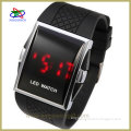 Chic Unisex Silicone Watch,Band LED Watch with Red LED Light Appearing (Black&Red)